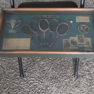 TENNIS RACKET HISTORY ANTIQUE SHADOW BOX OF WIMBLEDON